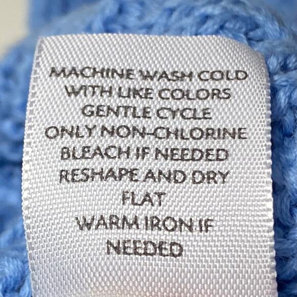 J Jill Womens Size Medium Blue Cableknit Cardigan Sweater Cotton Ruffle Sleeve - Picture 10 of 10